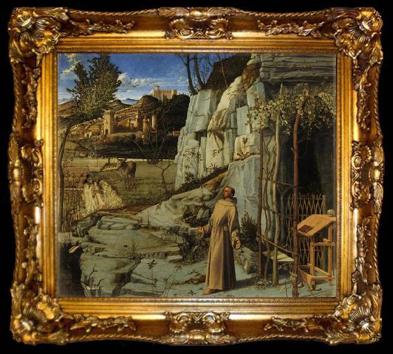 framed  Giovanni Bellini St Francis in the Wilderness (mk08), ta009-2